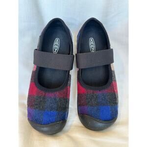 Keen Mary Jane Sienna Sz 5.5 Slip On Shoes Flats Casual Comfort Round Toe Plaid